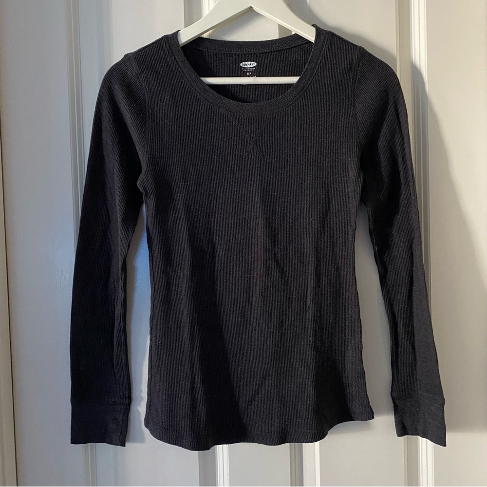 🌸3/$30🌸 Old Navy Women’s Grey Scoop Neck Long Sleeve Top - Picture 1 of 4